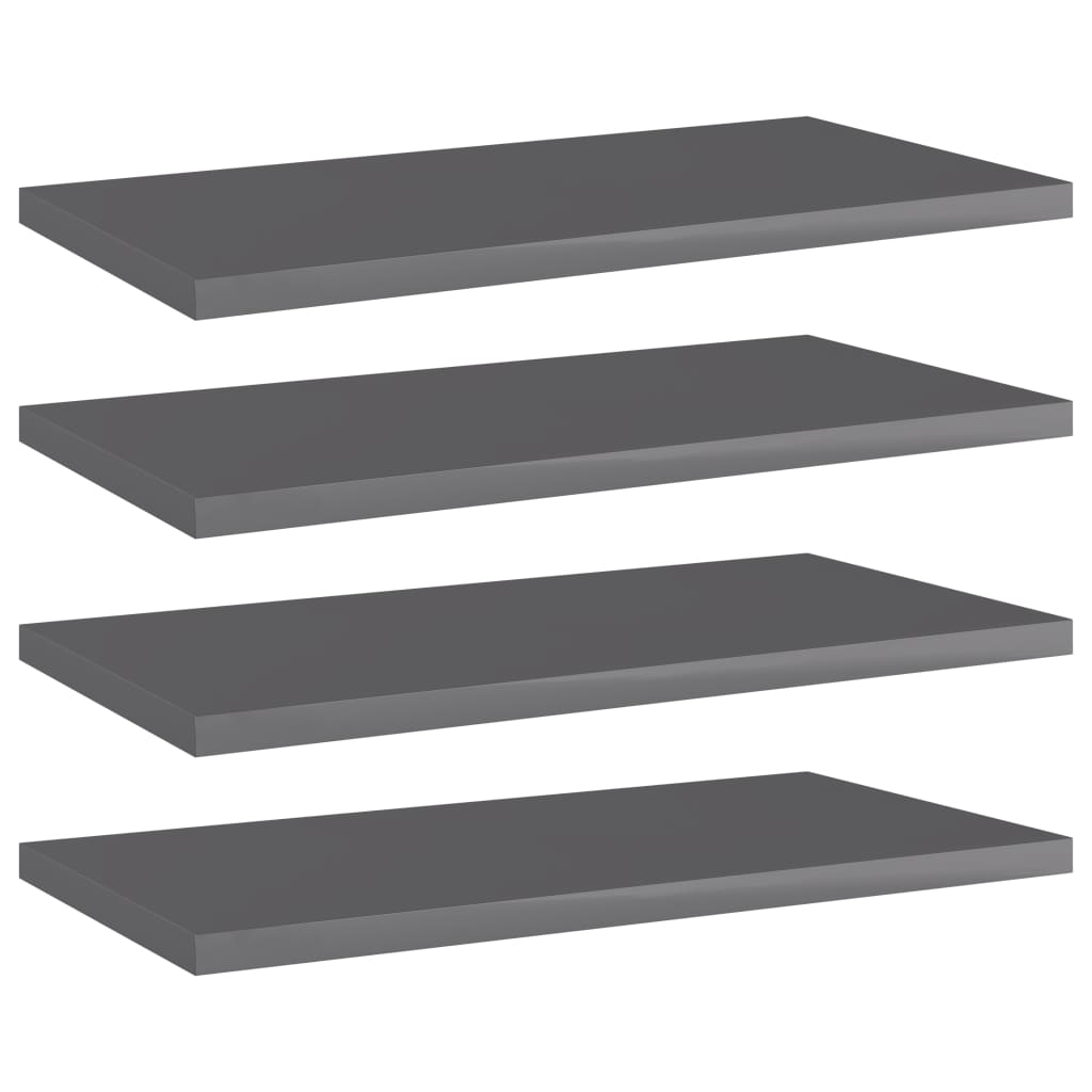 NNEVL Bookshelf Boards 4 pcs High Gloss Grey 40x20x1.5 cm Chipboard
