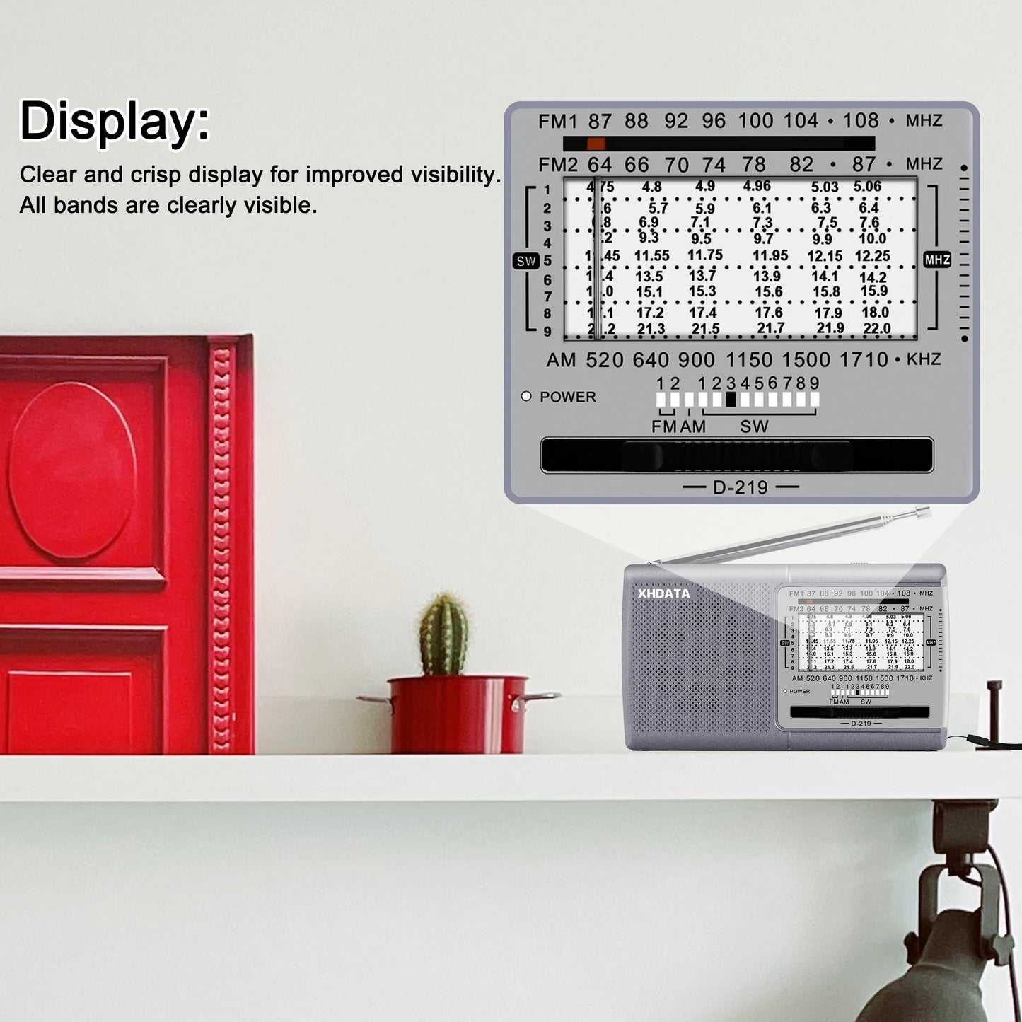 NNEOBA Portable Shortwave Radio Receiver Grey