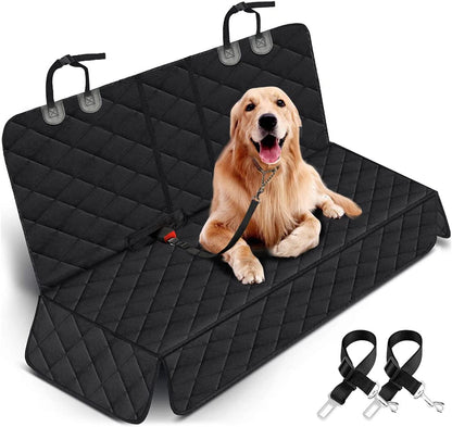 Premium Waterproof Dog Car Seat Cover - Non-Slip Back Seat Protector for Most Cars, Trucks, and SUVs - Black