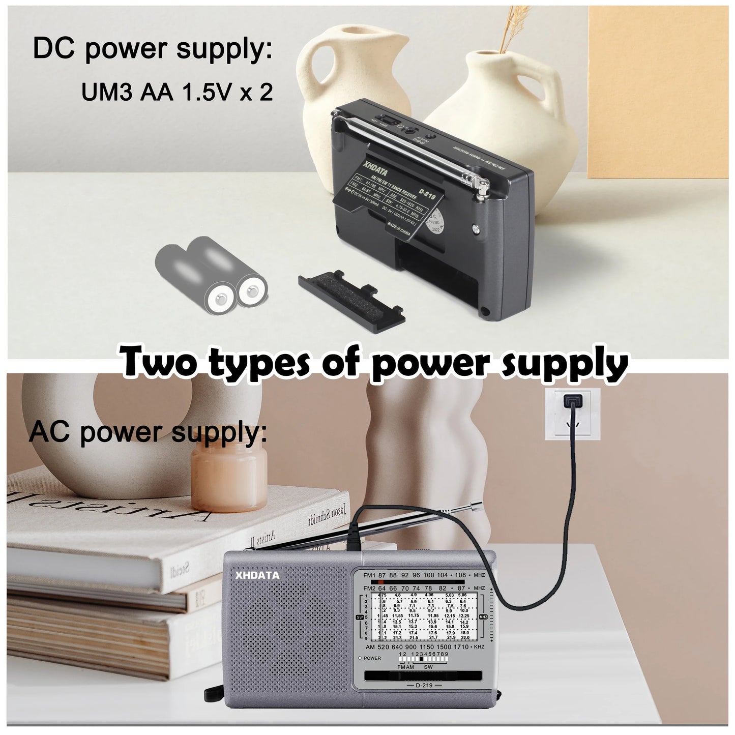 NNEOBA Portable Shortwave Radio Receiver Grey