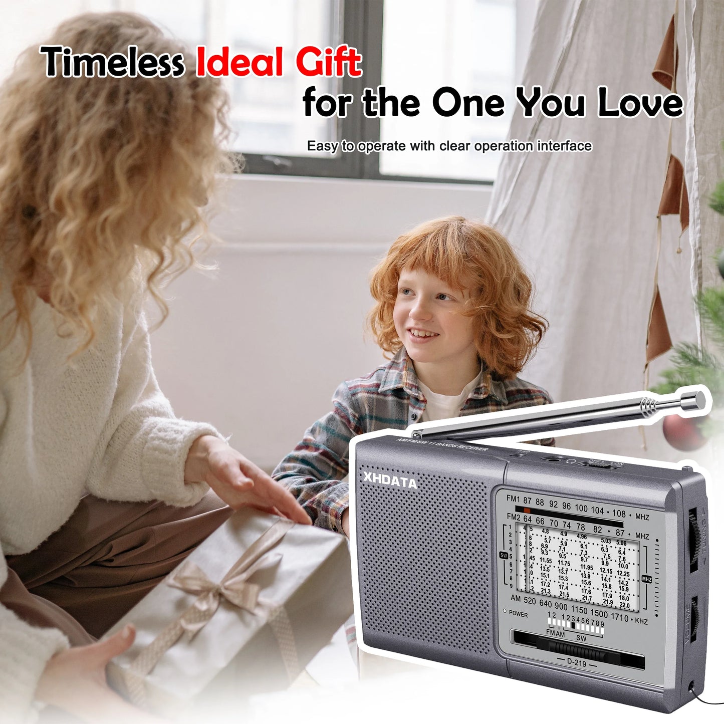 NNEOBA Portable Shortwave Radio Receiver Grey