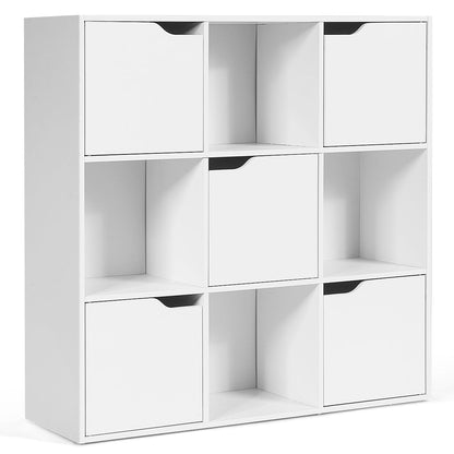 NNECW Cube Shelf with 9 Compartments & 5 Magnetic Doors